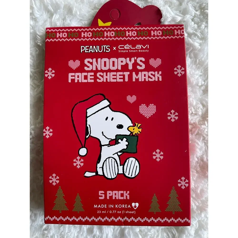 Peanuts x CelaVi Berry Glow Sheet Masks Snoopy Limited Edition NEW 5 Face Masks
